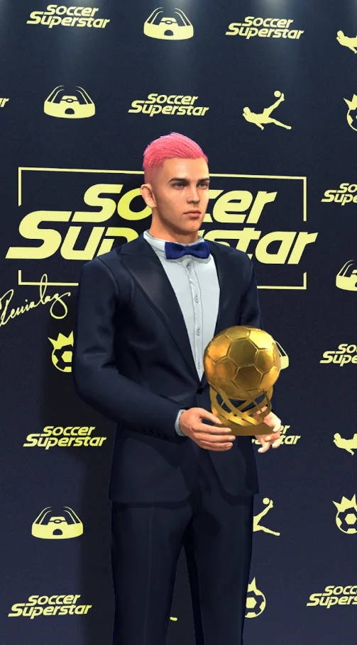 Soccer Superstar target training challenge with a hand icon guiding a curved shot path